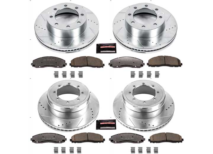 Power Stop K6404-36 Front and Rear Z36 Truck & Tow Brake Kit, Carbon Fiber Ceramic Brake Pads, Drilled and Slotted Brake Rotors For 2013-2022 Ford F-350 SD 4WD Dually | 2013-2016 Ford F-450 8Lug