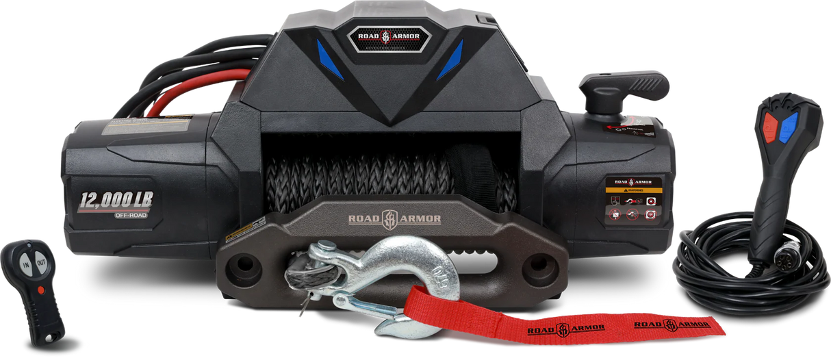 Road Armor 12000 lbs Integrated 12V DC Electric Winch w/ Synthetic Rope