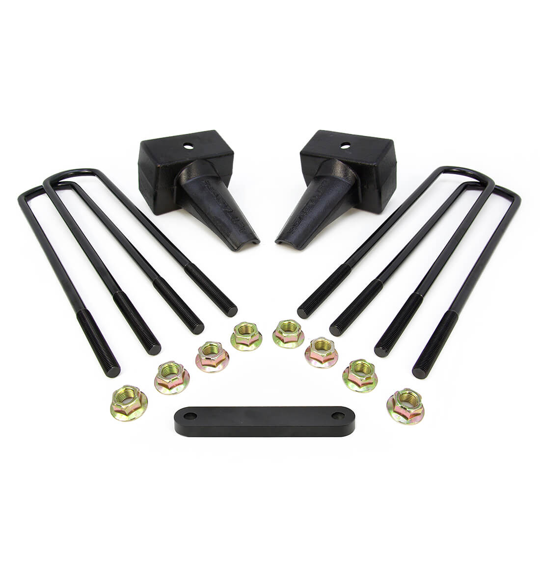 ReadyLIFT 66-2294 - 1999-2010 Ford F250/F350/F450 4'' Flat Rear Block Kit with Carrier Bearing Spacer for 2 Piece Drive Shaft