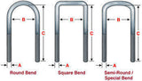 PMF CUSTOM UBOLTS SEMI-ROUND 5/8" DIAMETER 3.5" BEND WIDTH
