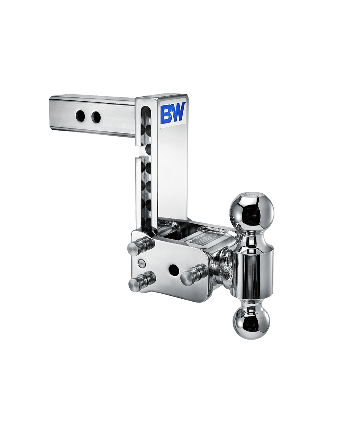 B&W Tow & Stow Adjustable Ball Mount - 2" Shank, 7" Drop, Dual-Ball, Chrome
