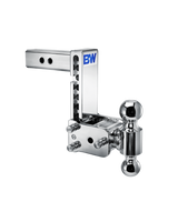 B&W Tow & Stow Adjustable Ball Mount - 2" Shank, 7" Drop, Dual-Ball, Chrome