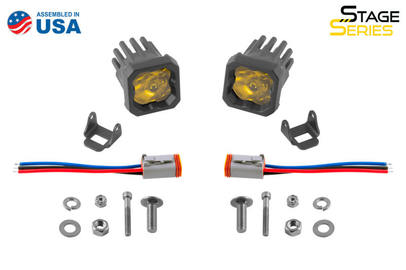 Diode Dynamics Stage Series C1 LED Pod Pro - Yellow Flood Standard ABL (Pair)