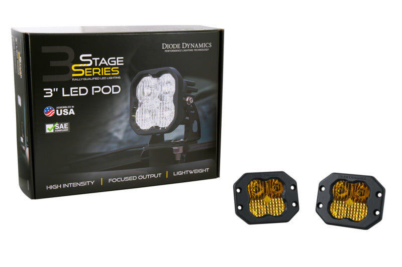 Diode Dynamics SS3 Pro ABL - Yellow Flood Flush (Pair)