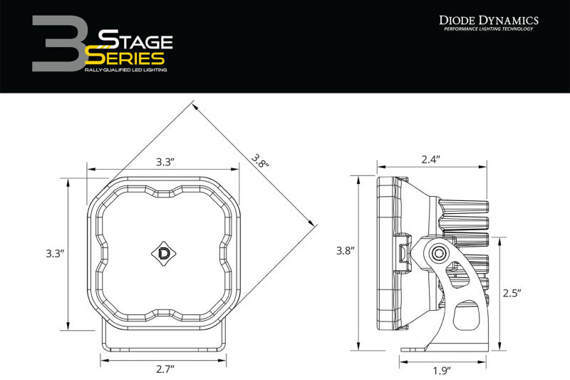 Diode Dynamics SS3 LED Bumper 1 1/2 In Roll Bar Kit Max - Yellow Combo (Pair)