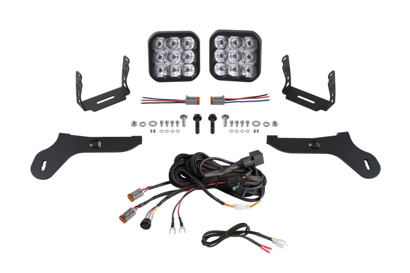 Diode Dynamics 17-20 Ford Raptor SS5 Bumper LED Pod Light Kit - Pro White Driving