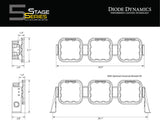 Diode Dynamics SS5 Sport Universal CrossLink 3-Pod Lightbar - Yellow Combo