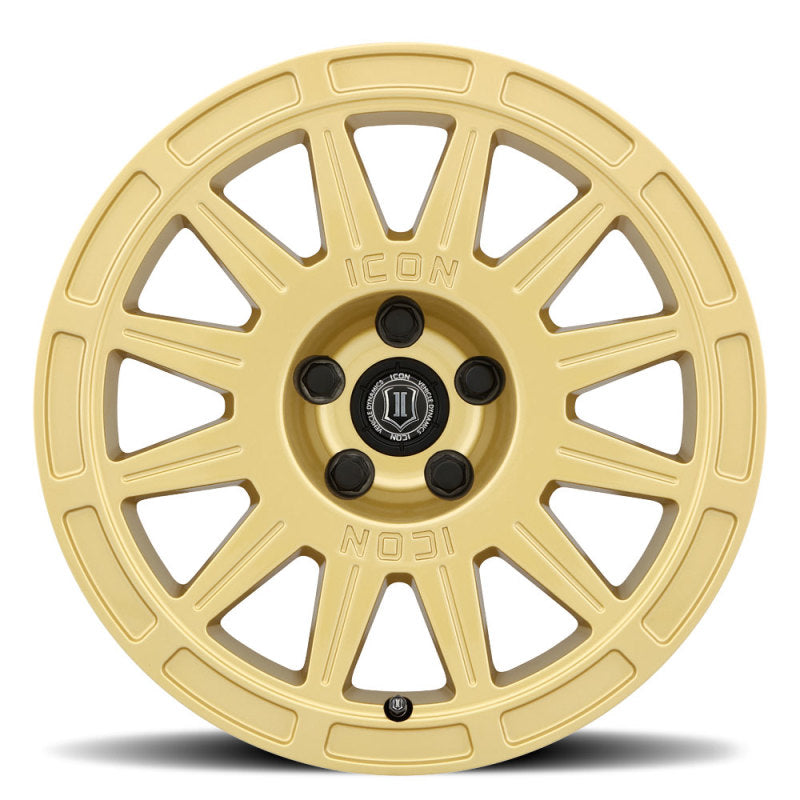 ICON Ricochet 15x7 5x100 15mm Offset 4.6in BS 56.1mm Bore Gloss Gold Wheel