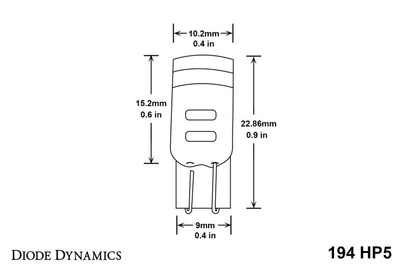 Diode Dynamics 194 LED Bulb HP5 LED Warm - White Short (Single)