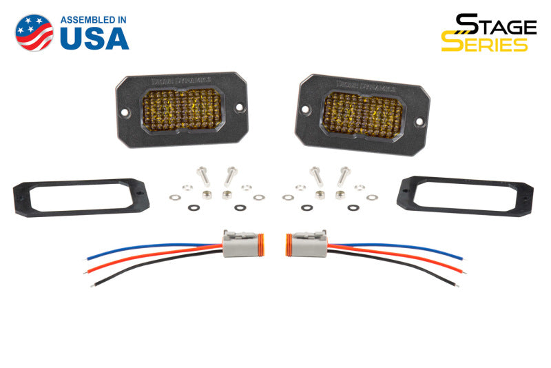 Diode Dynamics Stage Series 2 In LED Pod Pro - Yellow Fog Flush ABL (Pair)