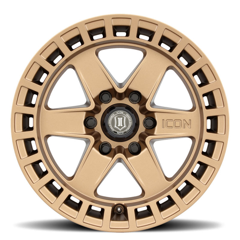 ICON Raider 17x8.5 6x5.5 0mm Offset 4.75in BS Satin Brass Wheel