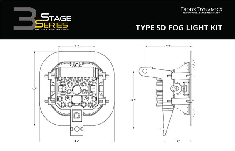 Diode Dynamics SS3 Pro Type SD Kit ABL - Yellow SAE Fog