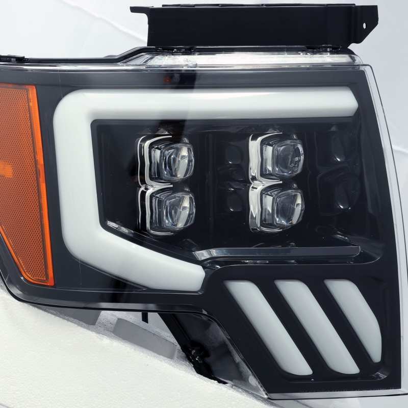 AlphaRex 09-14 Ford F-150 NOVA LED Proj Headlights Plank Style Gloss Black w/Activ Light/Seq Signal