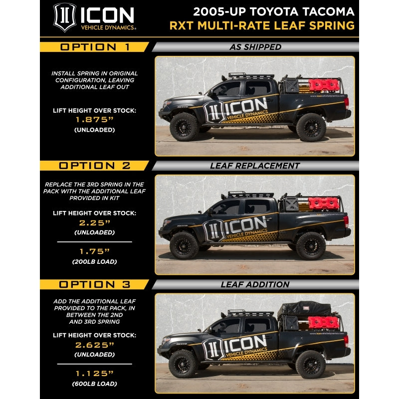 ICON 2005-2015 Toyota Tacoma 0-3.5" Lift/2016-2023 Tacoma 0-2.75" Lift, Stage 8 Suspension System, Billet UCA