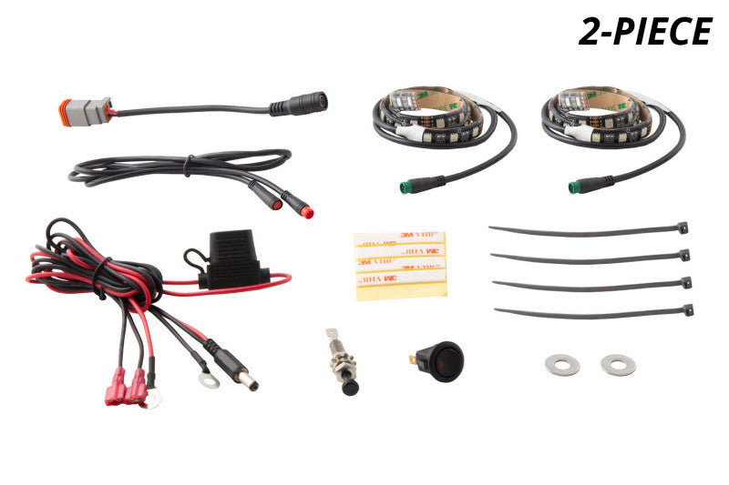 Diode Dynamics RGBW Engine Bay Strip Kit 2pc Multicolor