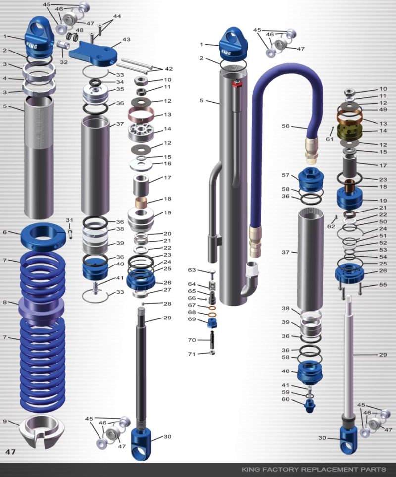 King Shocks Short Fin Res Cylinder 2.5 PR 15in Long 2.63in OD Thread Both Ends