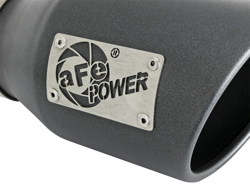 aFe MACH Force-Xp 3in 304 SS Metallic Black Exhaust Tip 3in In x 4-1/2in Out x 9in L Bolt-On Left