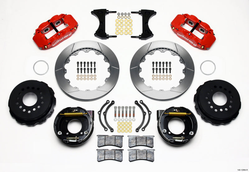 Wilwood Narrow Superlite 4R Rear P-Brk Kit 12.88in Red Chevy 12 Bolt w/ C-Clips