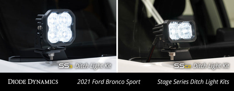 Diode Dynamics 2021 Ford Bronco Sport SS3 LED Ditch Light Kit - Pro White Combo