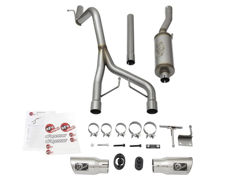 aFe Rebel Series CB 2.5in Dual Center Exit SS Exhaust w/ Polish Tip 07-15 Jeep Wrangler 3.6L/3.8L V6