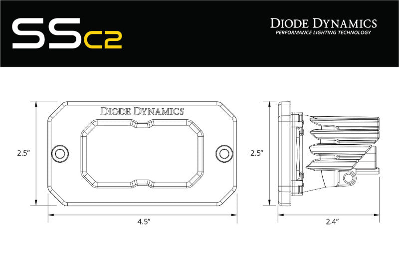 Diode Dynamics Stage Series 2 In LED Pod Pro - Yellow Fog Flush ABL (Pair)