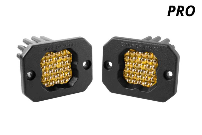 Diode Dynamics Stage Series C1 LED Pod Pro - Yellow Flood Flush ABL (Pair)