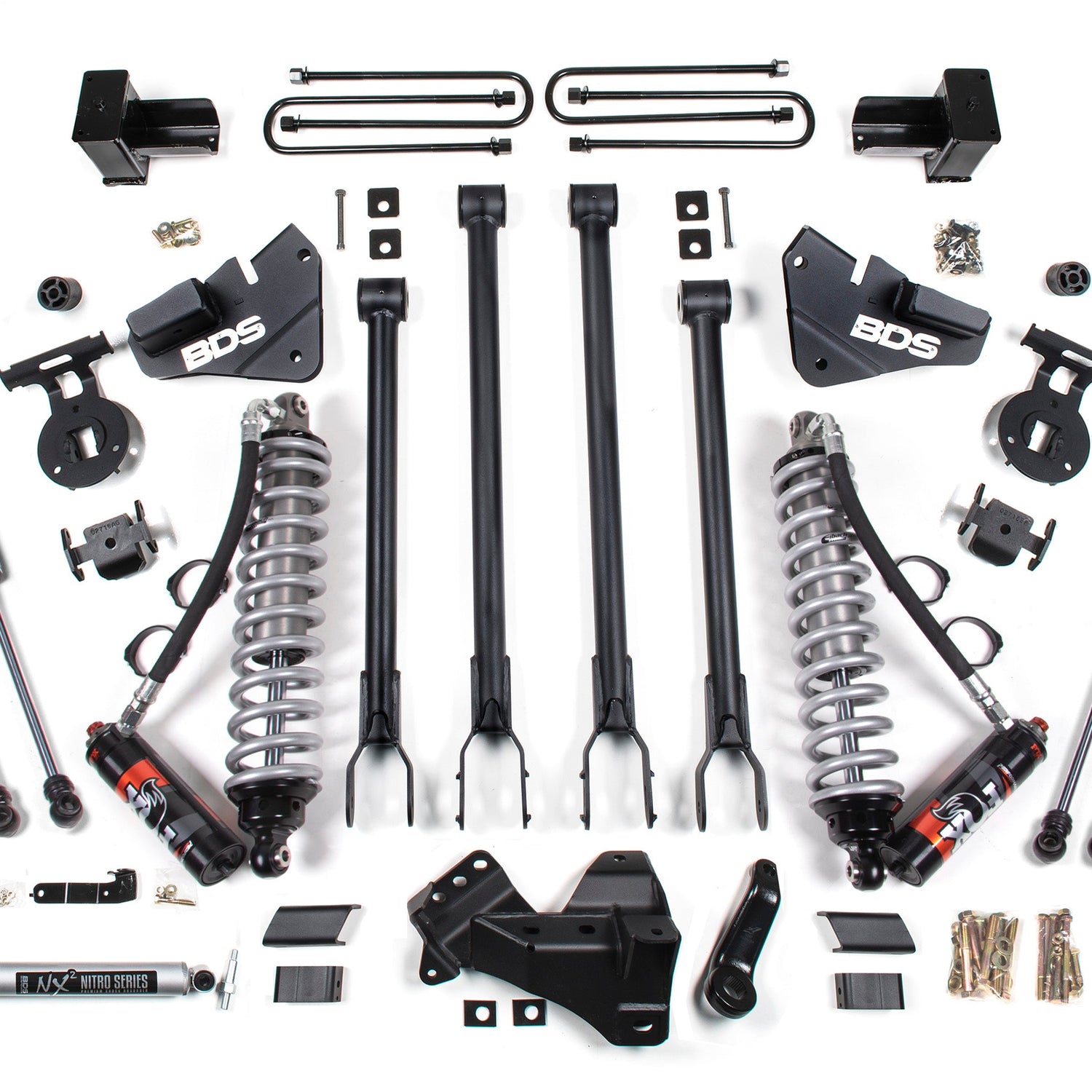 4-Inch Lift Kit w/ 4-Link - FOX 2.5 Performance Elite Coil-Over Conversion for 2017-2019 Ford F-350 Super Duty DRW 4WD Diesel