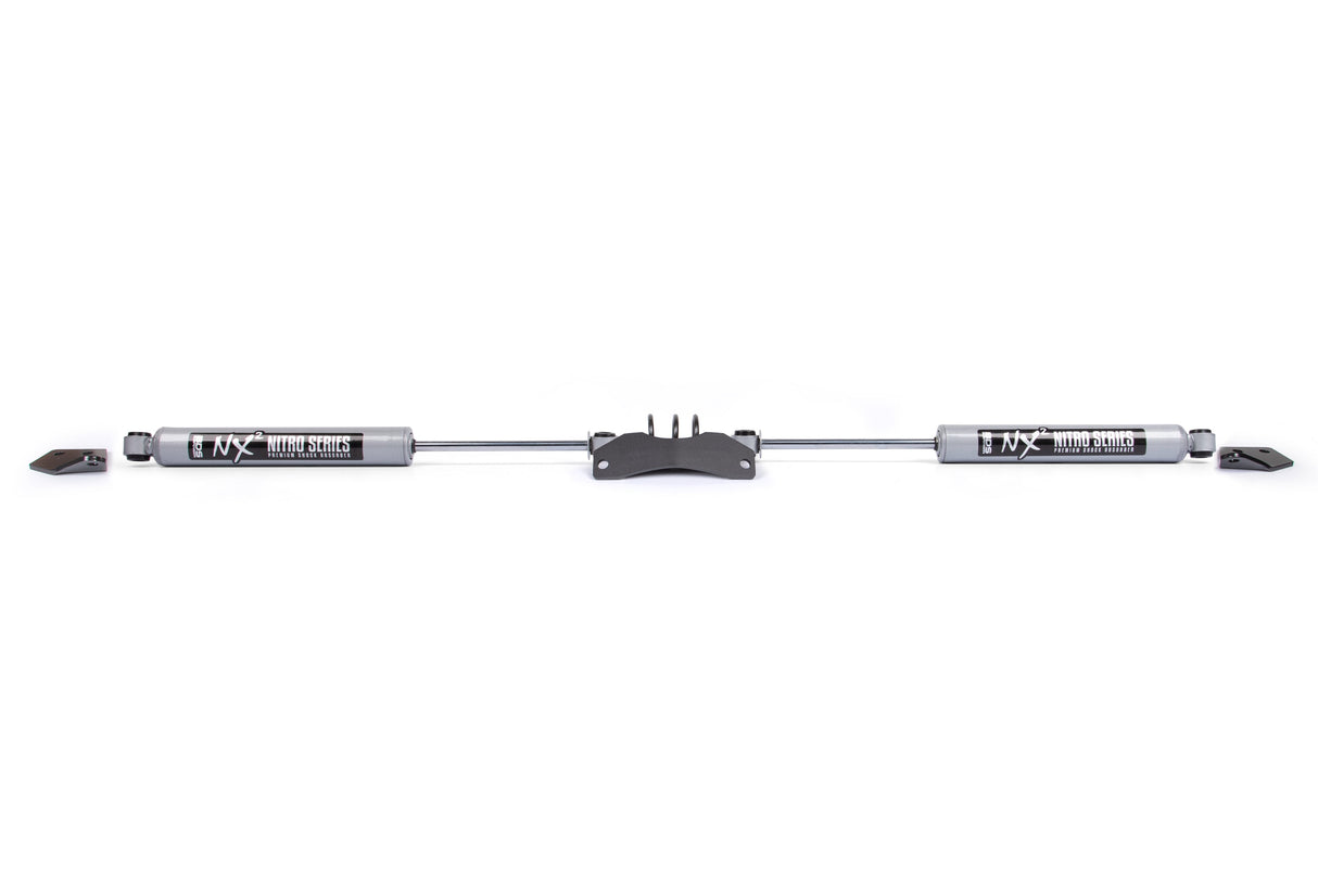 Dual Steering Stabilizer Kit w/ NX2 Shocks - Y-Style Steering for 2006-2008 Dodge Ram 1500 Mega Cab 4WD