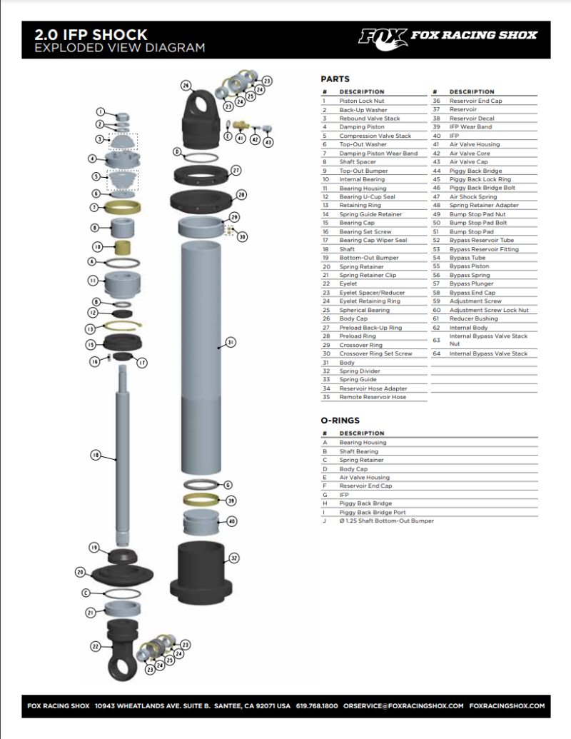 Fox 3.0/2.5 Series Shock Shaft 0.875in x 13.960in TLG 1.800in SHLG 17-4 Chrome