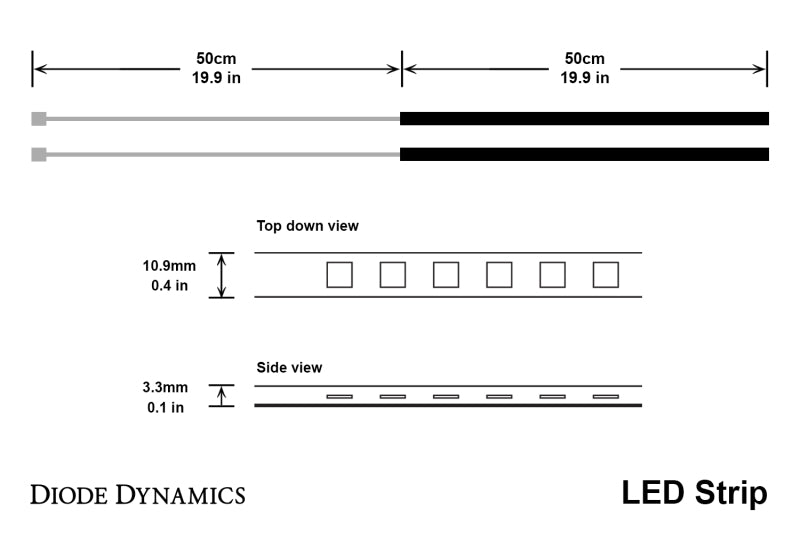 Diode Dynamics LED Strip Lights - Blue 50cm Strip SMD30 WP