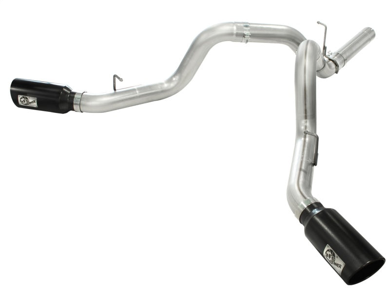 aFe MachForce XP Exhaust 4inch DP-Back All SS 2011-14 GM Diesel Trucks V8-6.6L LML Black Tips