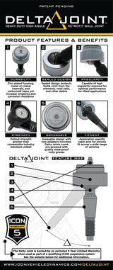 ICON 2005-2023 Toyota Tacoma, Tubular Front Upper Control Arm w/ Delta Joint Kit